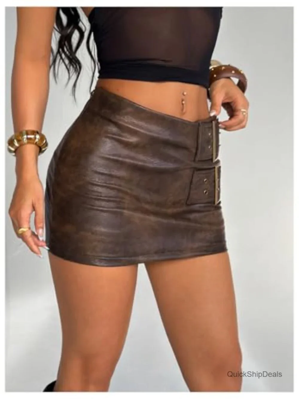 PU Leather Low Rise Pencil Mini Skirt Y2K Party Bodycon